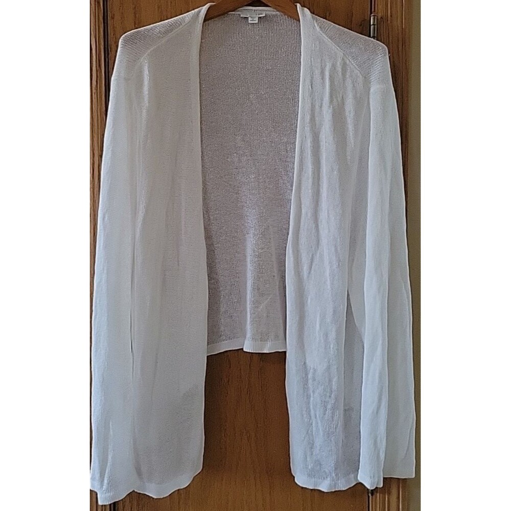 J.Jill Women Plus Linen Blend Cardigan Sweater Sz 3X White Open Front